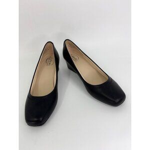 LifeStride Groovy Comfort Wedge 1 3/4" Heel Square Shoe Black 8.5 M